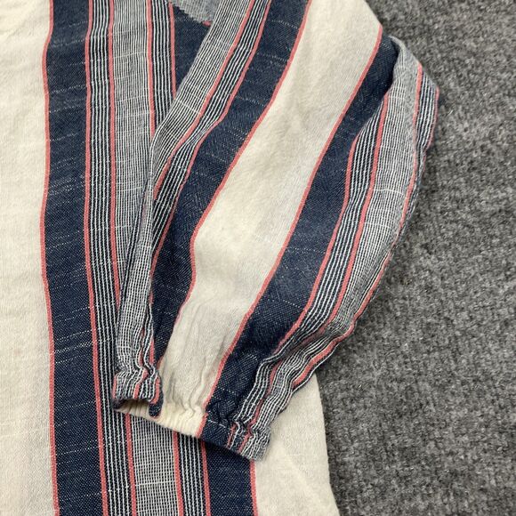 Cloth & Stone Blouse Womens size S Blue Striped Casual Beach Breatable - Picture 9 of 12